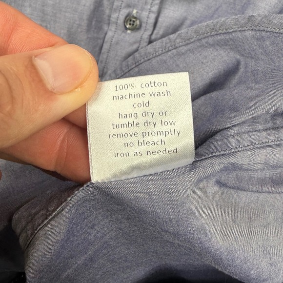 Teddy Stratford Shirt Mens 43 44 Blue Zip Front Button Down Long Sleeve Cotton - Picture 8 of 12